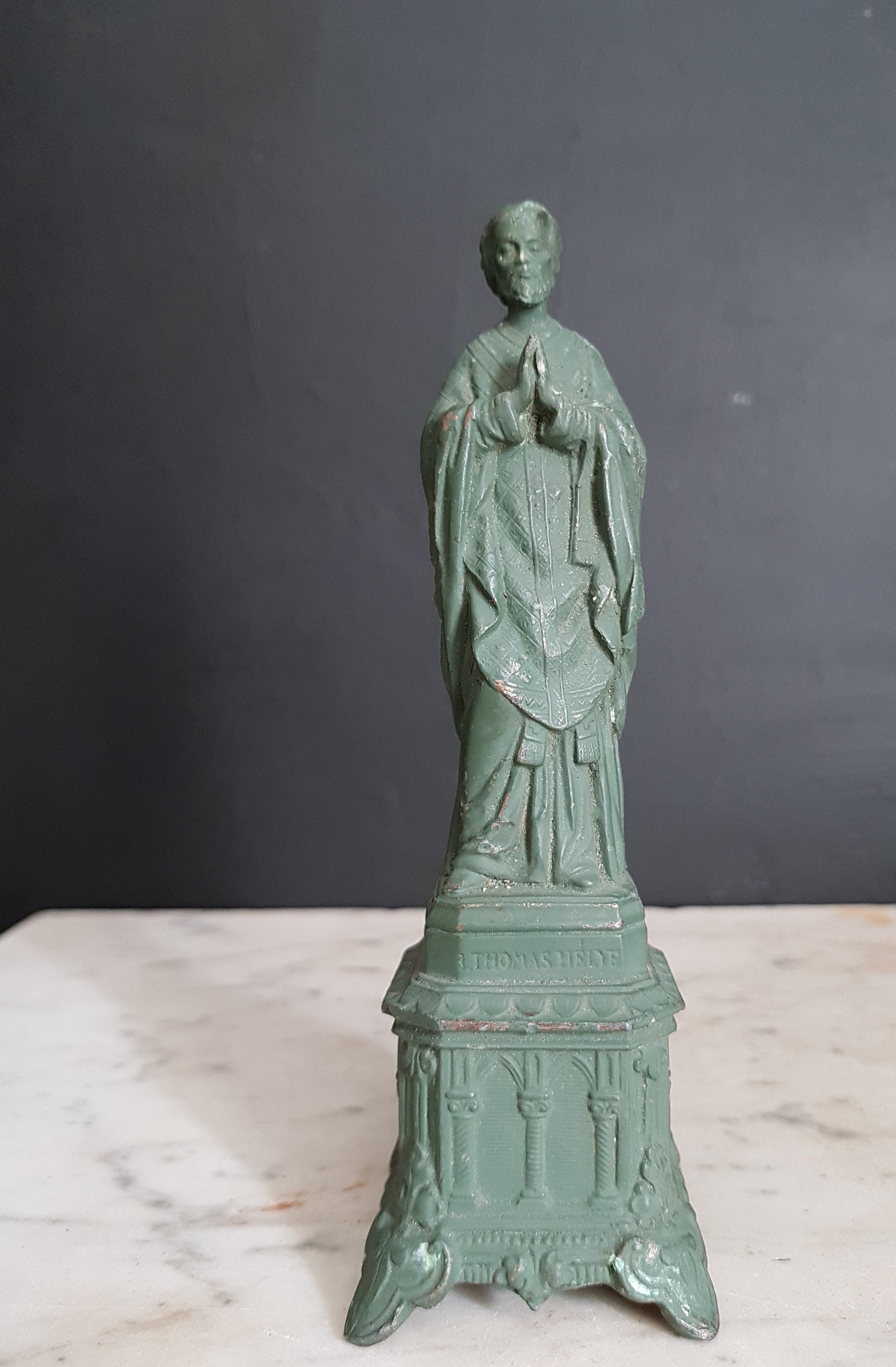 Français Antique St Thomas Helye Figurine/Spelter Statue