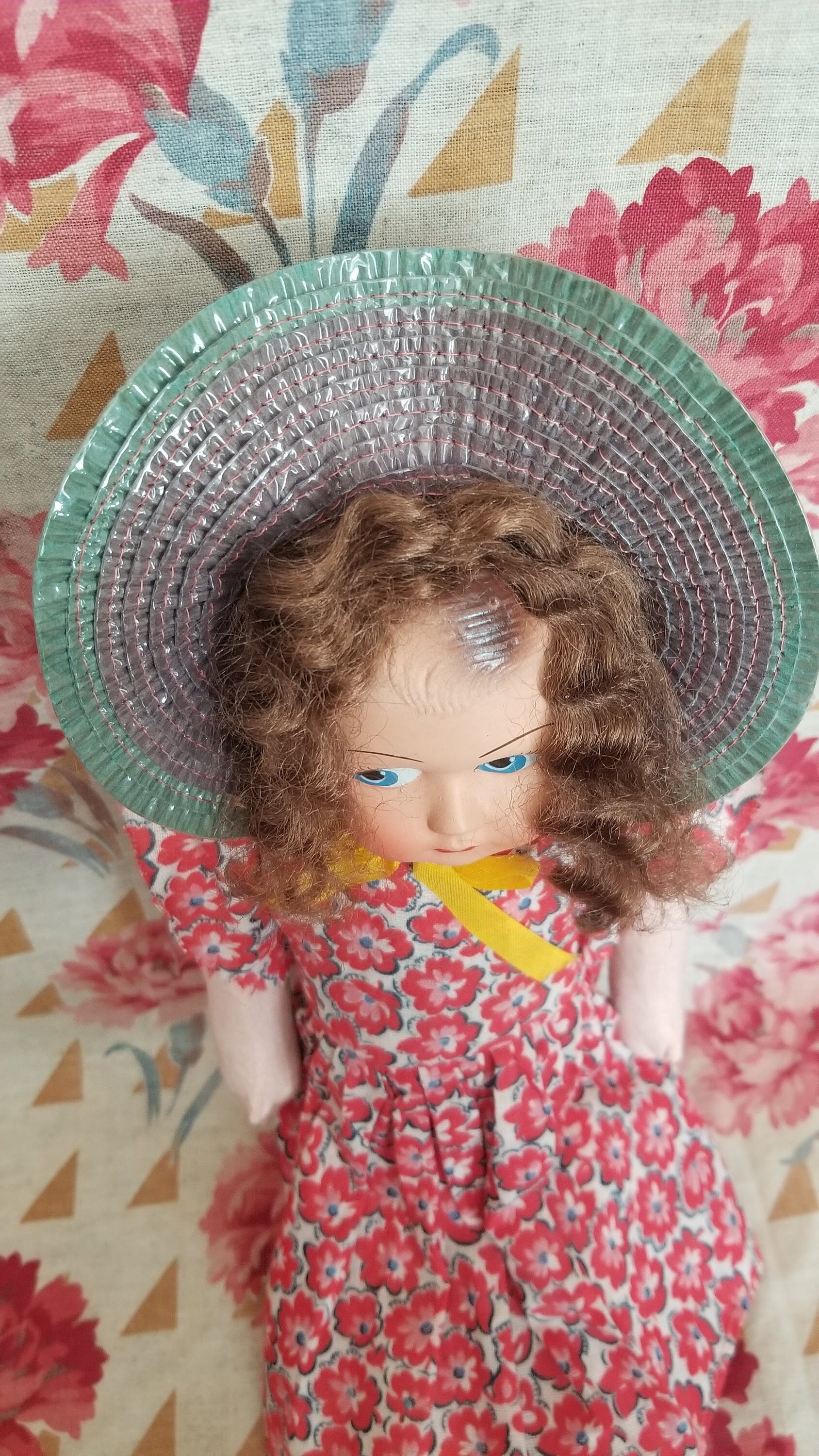 Ancienne Poupée En Tissu Et Paille Du Début 19ème – 82 Cm, Fille, Céramique