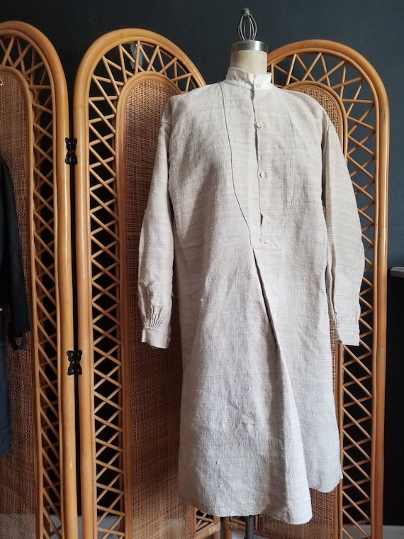 トップス 1890s~ French Antique Linen Smock Antique French Linen Smock French Farmer, Peasant, Re
