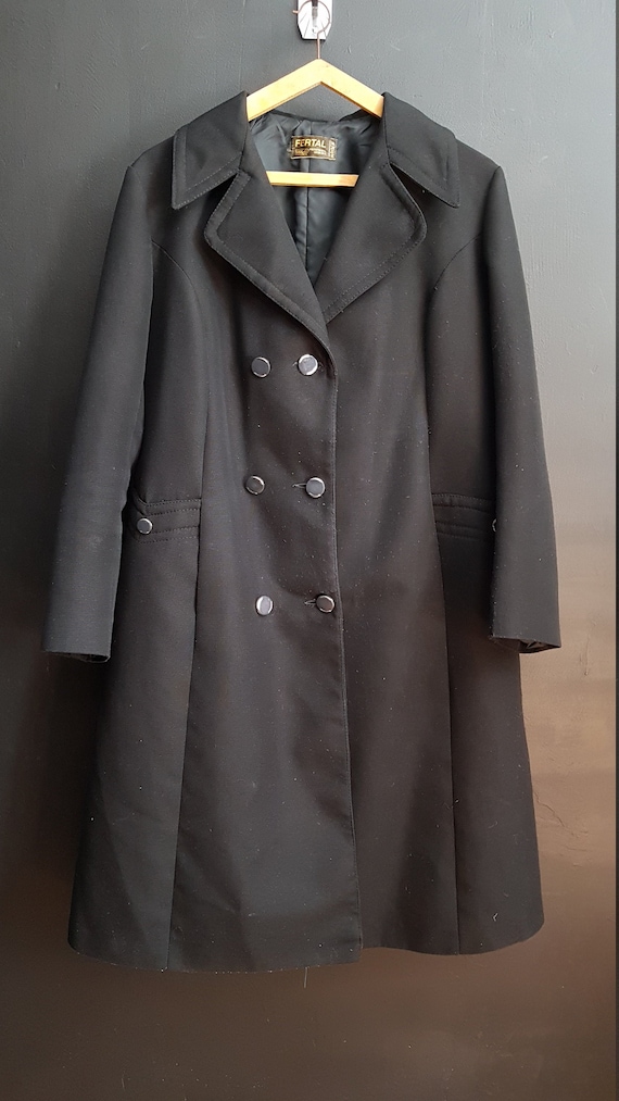 Vintage French black overcoat raincoat