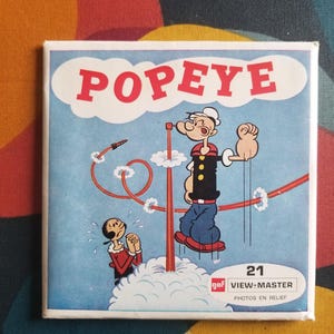 Vintage Viewmaster 'Popeye' Viewmaster B516 3-Walzen Packung. In französischer Sprache