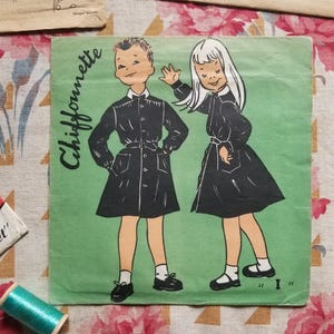 French antique sewing pattern child  school coat, overdress 6-7 years old