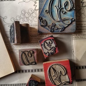 Antiek Frans lot van 6 borduurstempels Monogram D