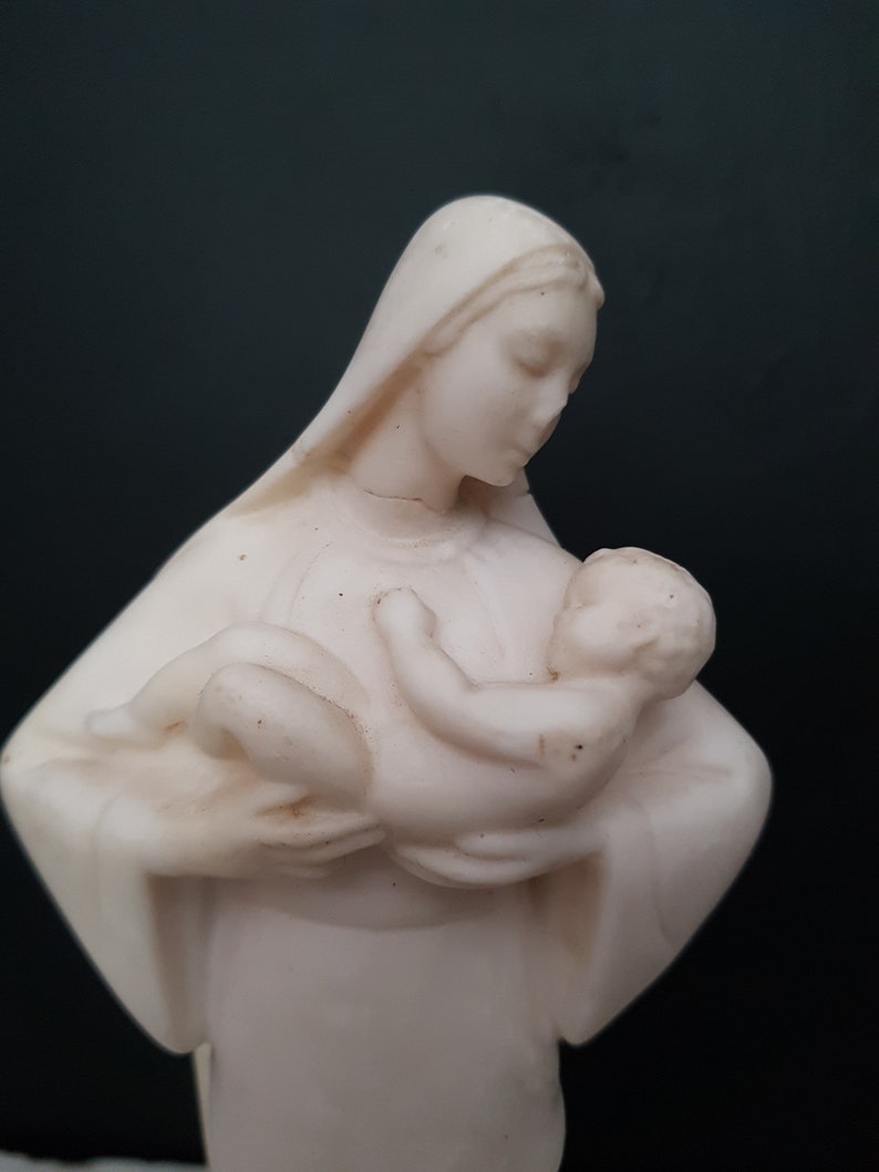 Mary holding baby Jesus statue signed Bartelletti. image 5