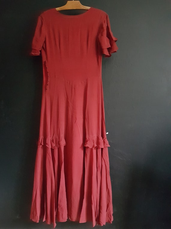 Antique red silk dress and slip 1930s - image 4