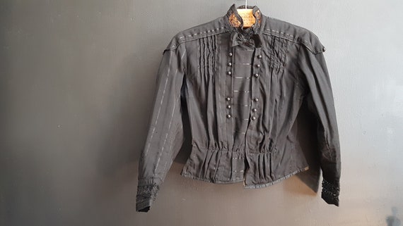Antique French blouse Early 1900s Black lace gothi
