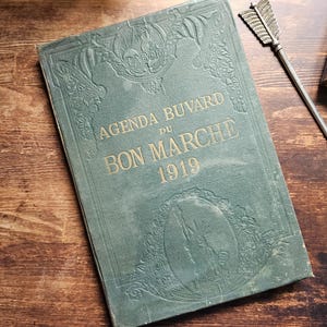アンティーク オー ボン マルシェ、パリのデパート、1919 年の日記、イラスト付き第一次世界大戦終結