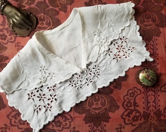 Antique French white cutwork embroidery collar.