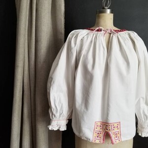 Vintage Slovakian traditional linen folk shirt smock