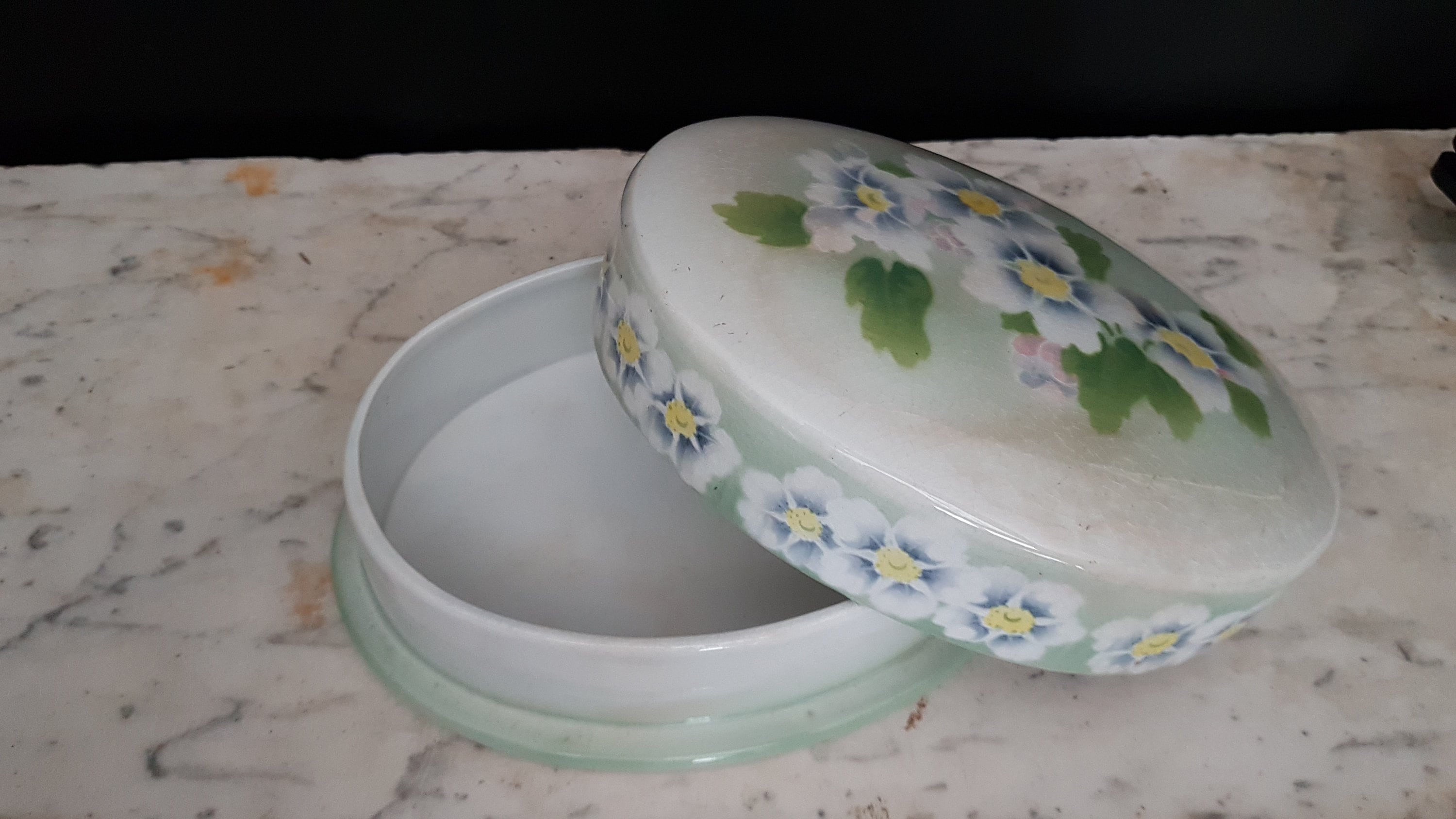 Antique Français Bonbonnière Plat Sucré Faïence Kg Biscuits Lunéville Biscuits Bonbons Porcelaine