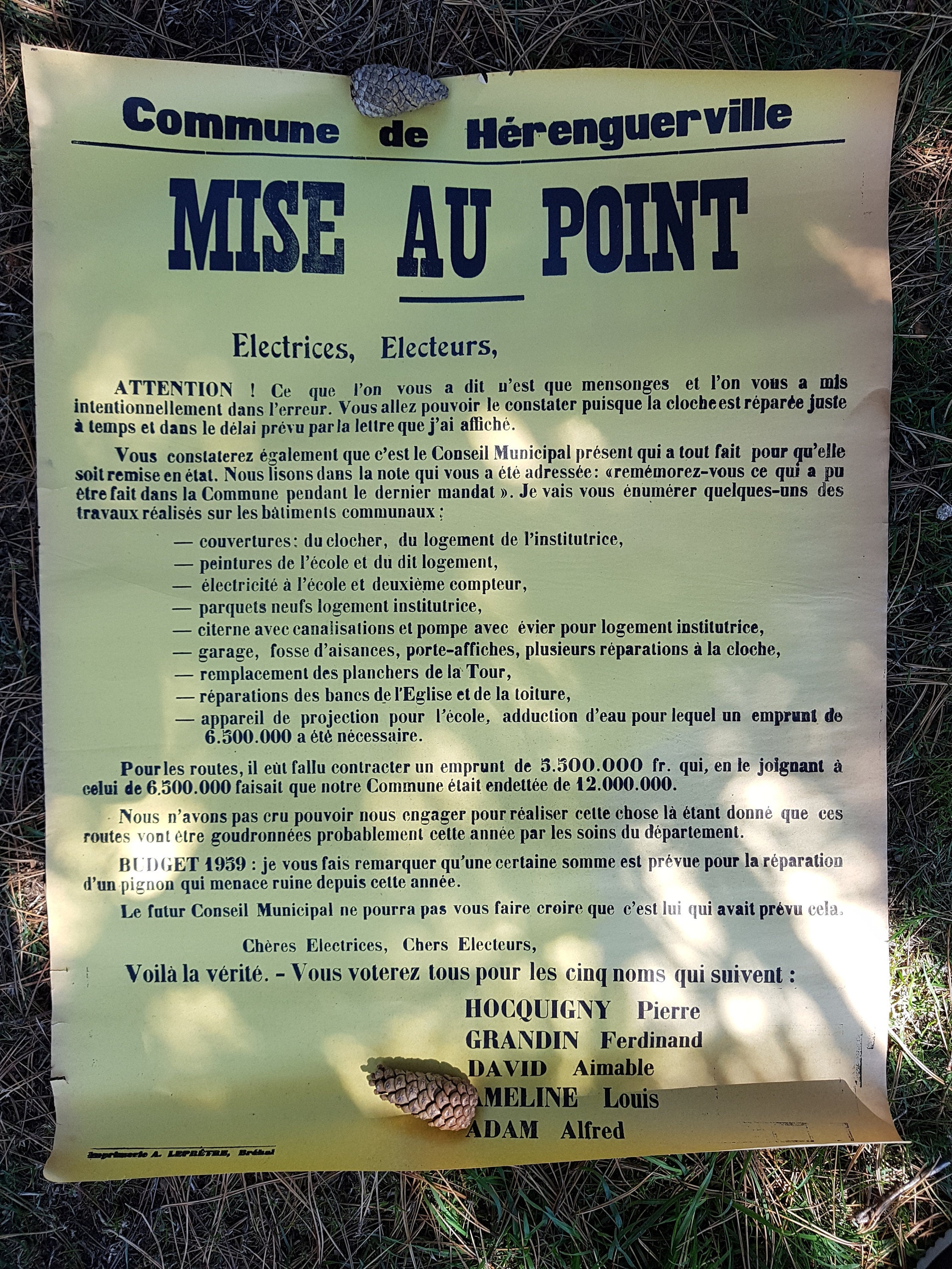 Affiche Originale Français Elections 1959 Typographie Rétro Annonce Vote Démocratie Publicité