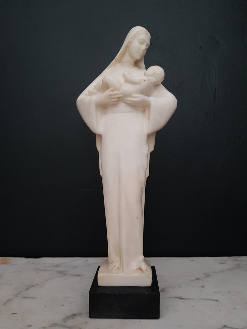 Mary holding baby Jesus statue signed Bartelletti. image 0