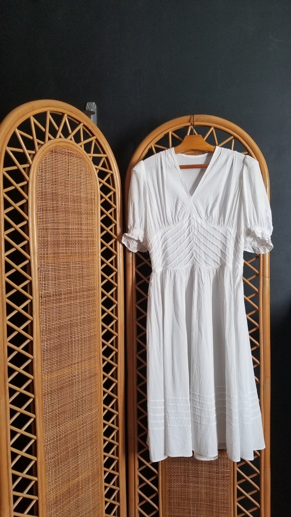 French antique white summer ceremony dress, Petit… - image 1