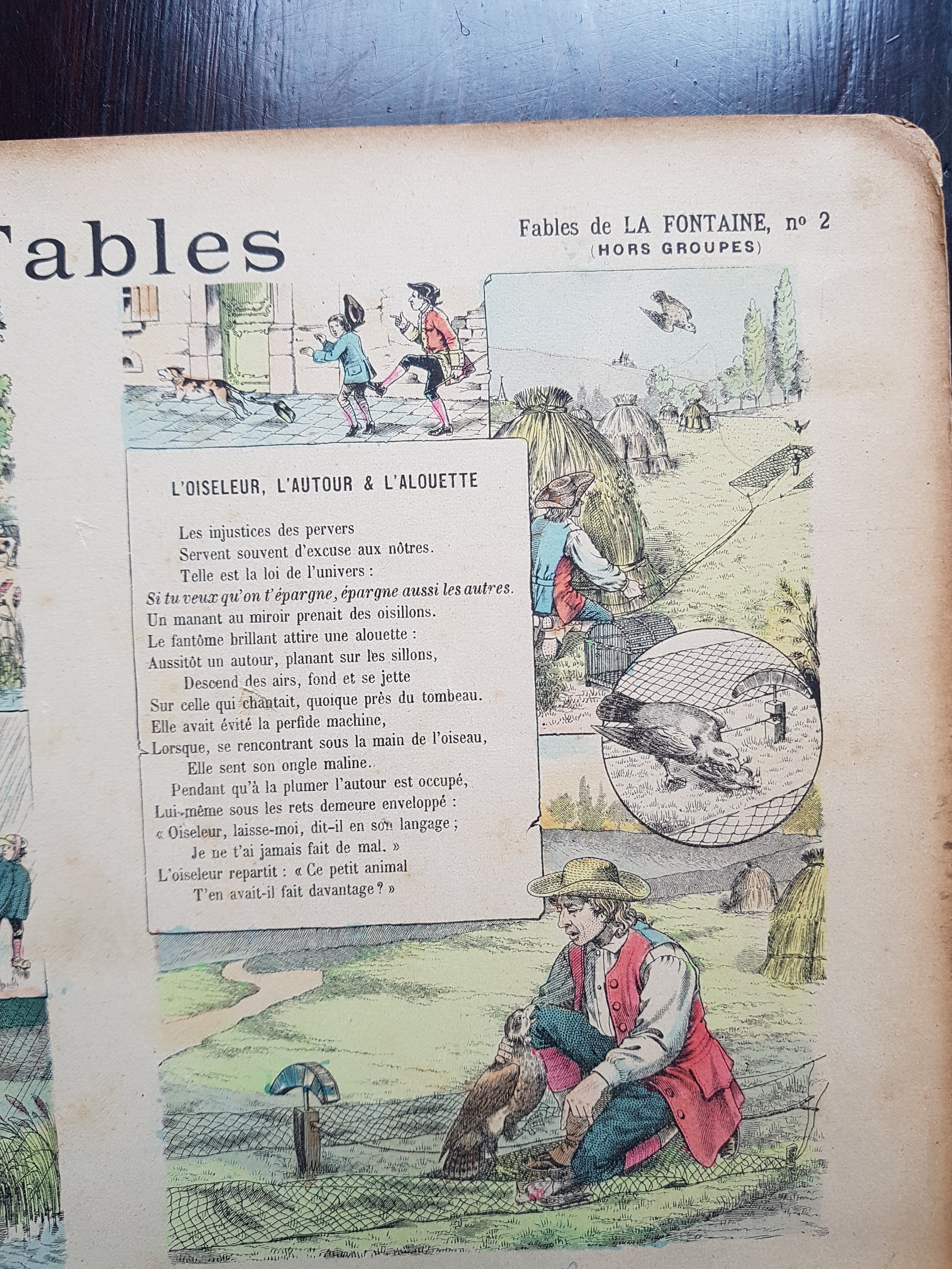 Fables de La Fontaine Antique Epinal Images. 4 Fables