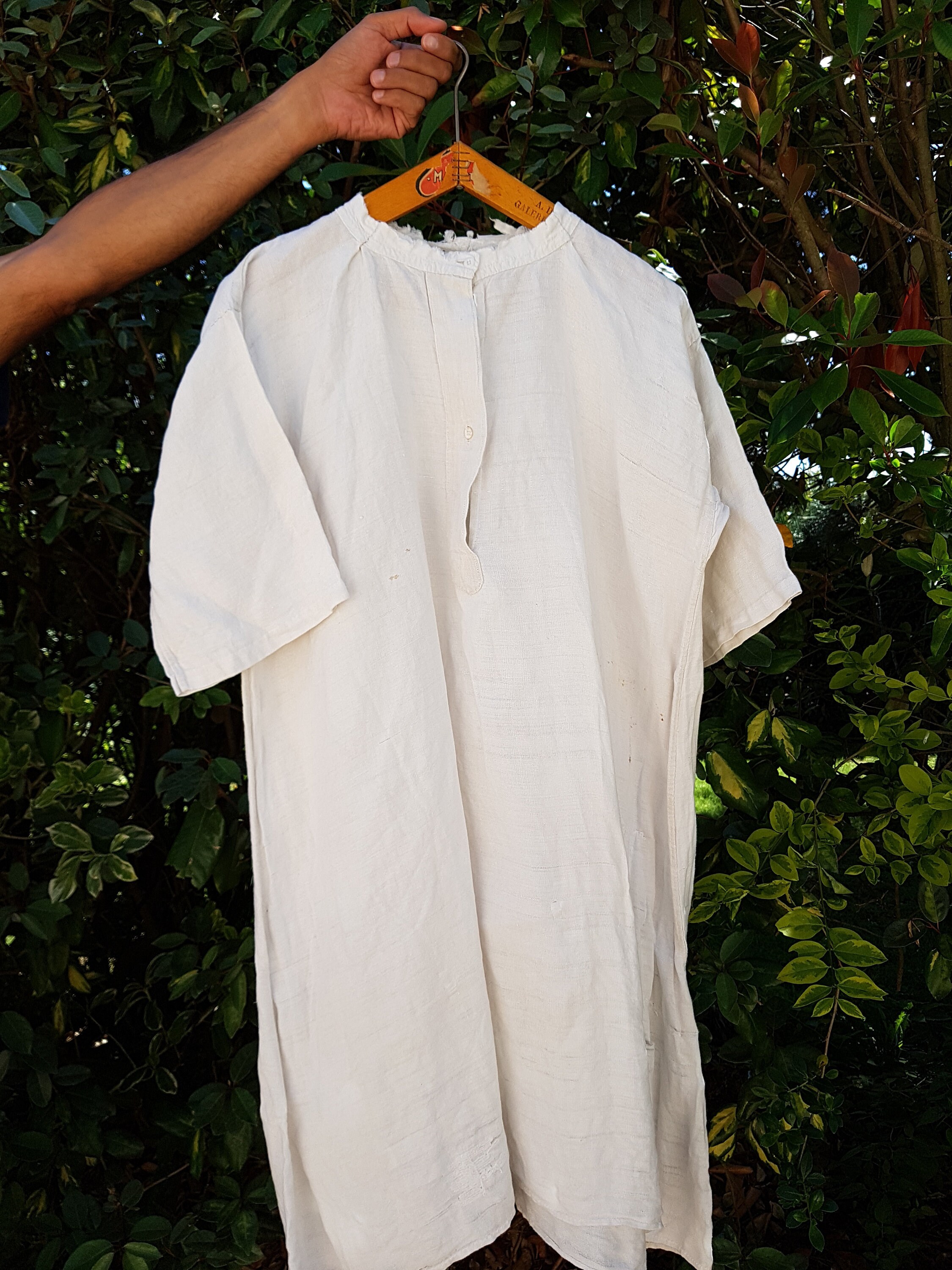 Vintage French Mens Long Linen Nightshirt Embroidered - Etsy