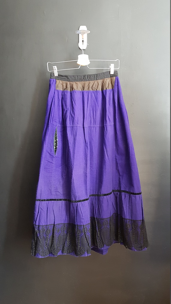 Antique French Petticoat Dress / chore wool skirt
