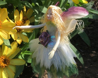 Fairy Doll - MEADOW - Bendable Fairy - Posable Art Doll - Unique Handmade Fairies - Fae Folk® Fairies - Flower Fairy