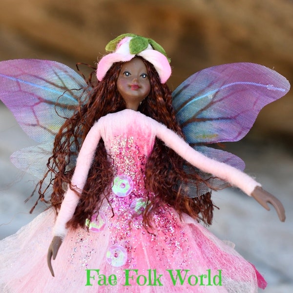 Fairy Doll - NISSA - Fairy of Color - Bendable Fairy Ornament - Posable Art Doll - Unique Handmade Fairies - Fae Folk® Fairies