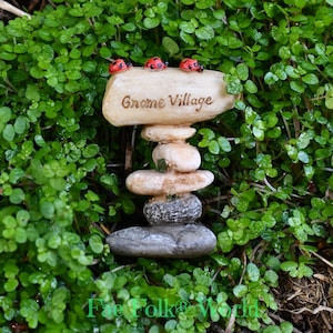 GNOME VILLAGE SIGN - Fairy Garden Accessory - Fairy Garden Ornament - Uniquely Detailed - Gnome Home - Gnome Garden