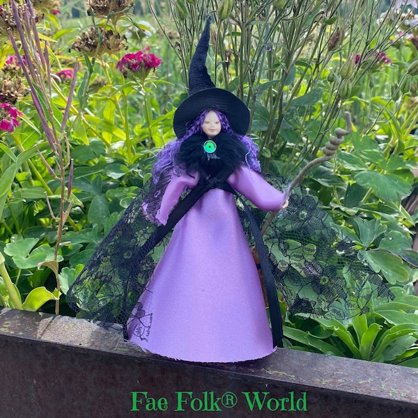 SABRINA – Handmade Witch Fairy Doll, Bendable Posable Art Collectible