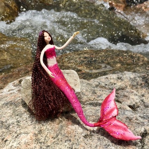 Mermaid Doll - CORAL BELL - Mermaid Fairy - Posable Art Doll - Unique Handmade Fairies - Fae Folk® Fairies