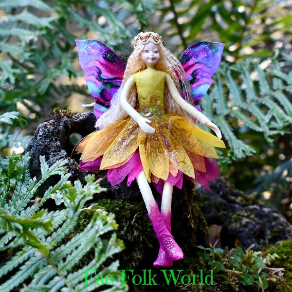 Fairy Doll Ornament - AURORA - Bendable Fairy - Posable Art Doll - Unique Handmade Fairies - Fae Folk® Fairies