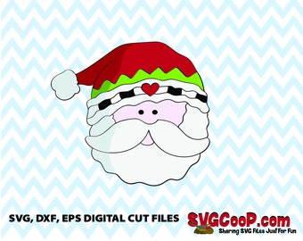 DIGITAL FILE: Santa face with cute elf hat - Great SVG, dxf, eps for making fun Christmas gifts and crafts, home decor, pillow, t-shirt