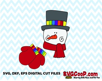 DIGITAL FILE: Cute Snowman with set of mittens - Great SVG, dxf, eps for making fun Christmas gifts and crafts, home decor, pillow, t-shirt
