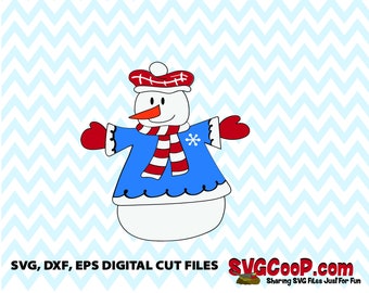 DIGITAL FILE: Short Snowman with cute hat - Great SVG, dxf, eps for making fun Christmas gifts and crafts, home decor, pillow, t-shirt