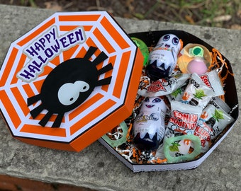 Spider Happy Halloween Treat Box - SVG - Digital File - Create this fun box and fill it with treats for someone special.