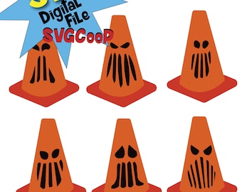 Digital - Halloween Cones for Cars SVG, ai, png and jpg - Great for Halloween T-Shirts, Scrapbooking, cups and more!