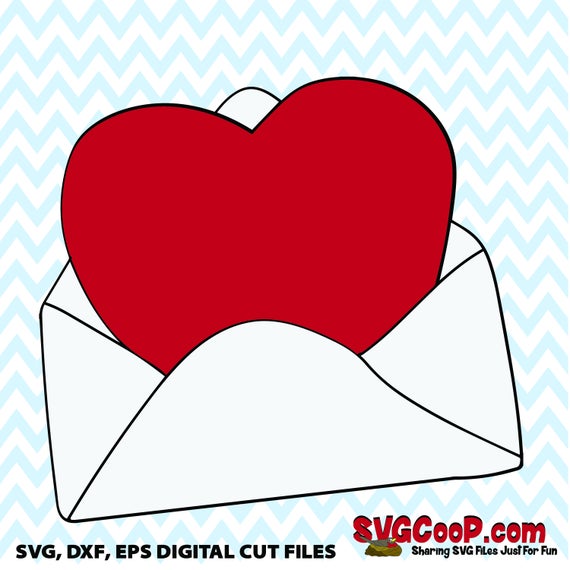 Download Heart Envelope Svg Dxf And Eps File Cute For Valentine Etsy