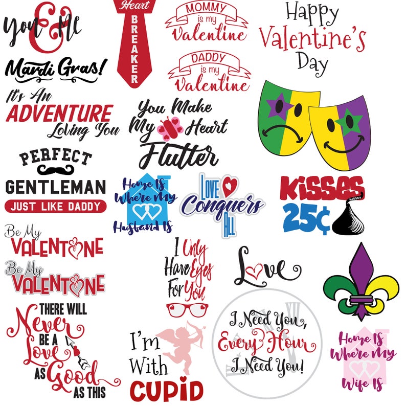 Download Valentine Love and Mardi Gras SVG Bundle 20 digital files ...