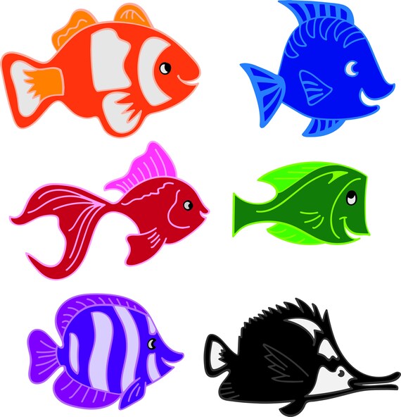 Download Tropical Fish Svg Set Of 6 Cute Scrapbook Embellishment Etsy