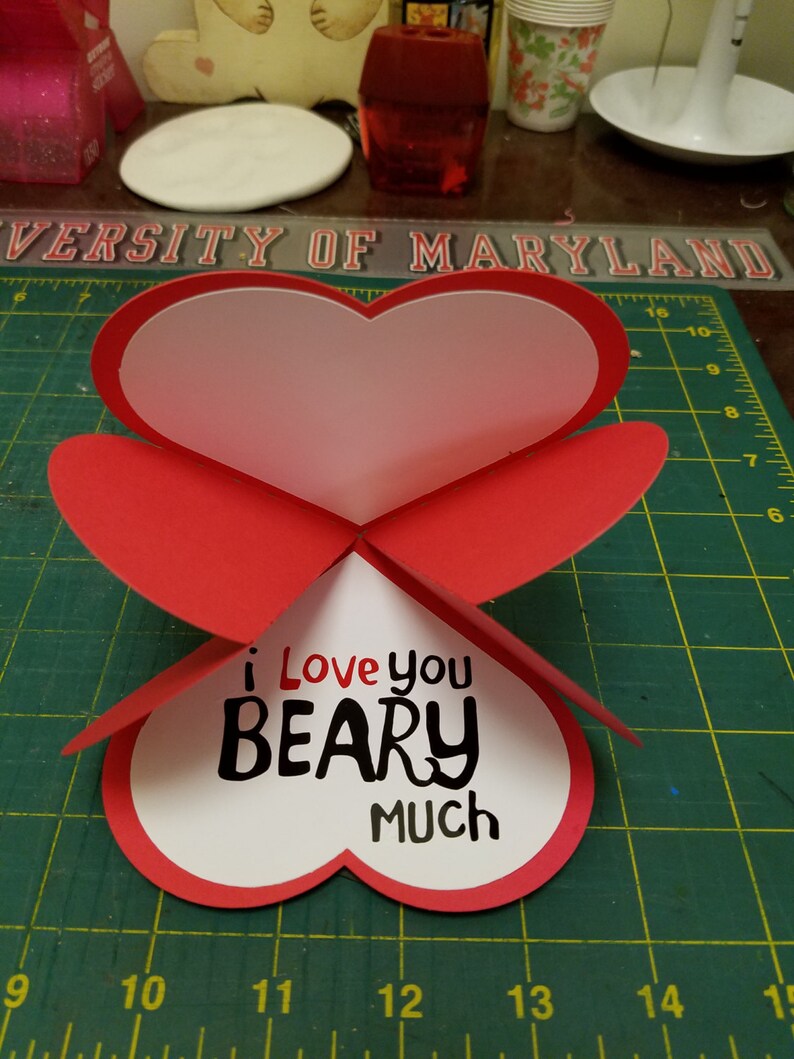 Download Pop-Up Valentine Card with Bear on front SVG Files only | Etsy