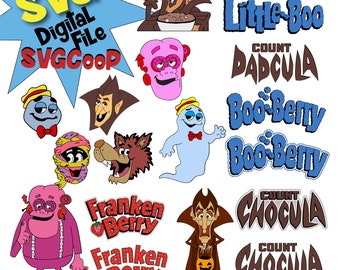 Digital -Monster Cereal themed Momster, Dadcula and Little Boo Title SVG, jpg, png, ai - Great for Halloween