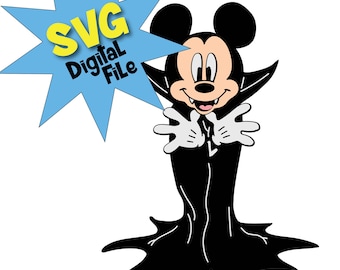 Digital -Mickey Mouse as a Vampire SVG, ai, png and jpg - Great for Halloween T-Shirts, Scrapbooking, cups and more!