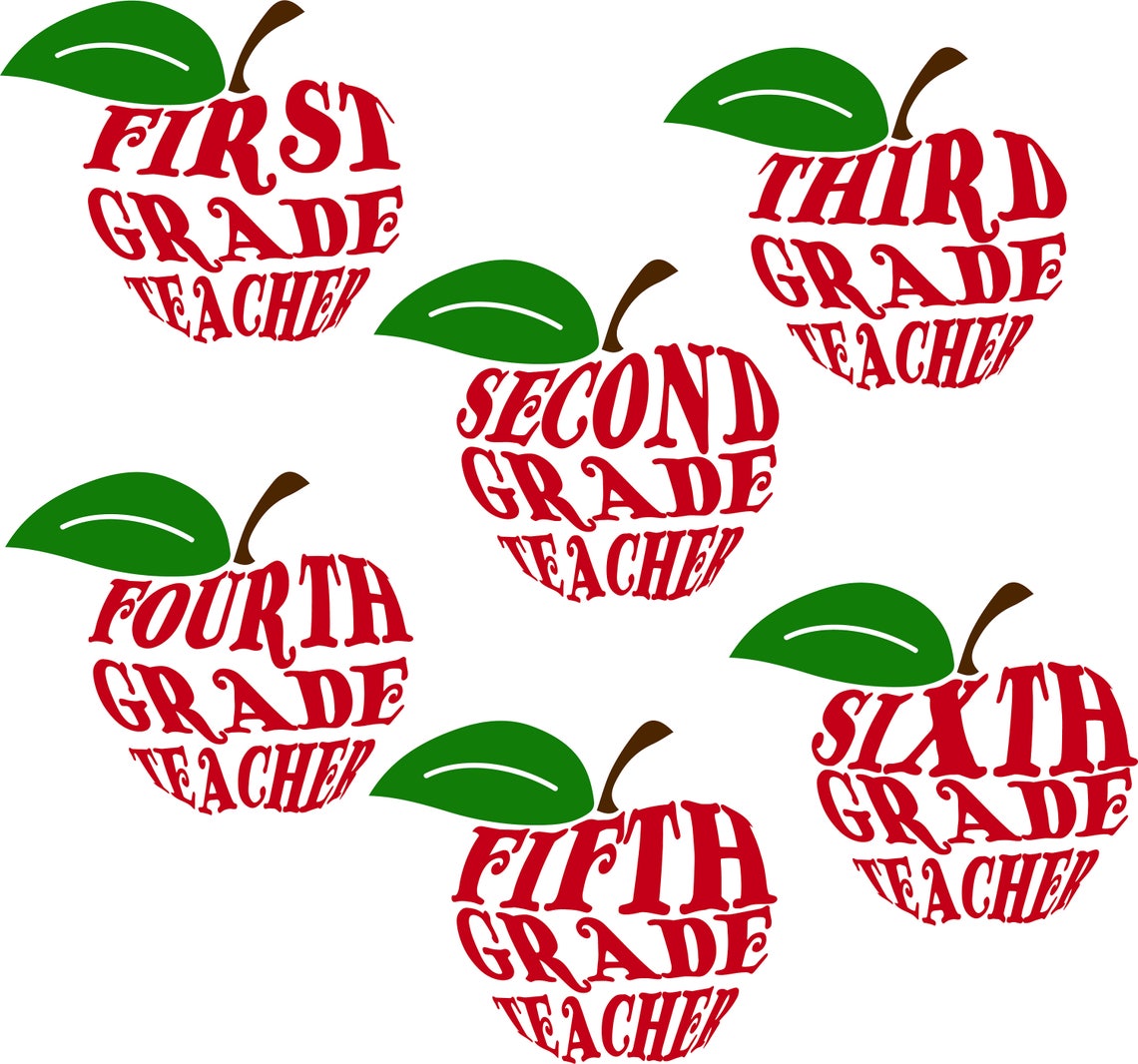 Download Grade Teacher Apples SVG File: First Second Third Fourth ...
