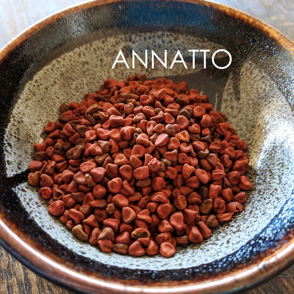 NATURAL DYE - ANNATTO Seeds - Bulk Whole Dyestuff - 50 grams-Orange Yellow + Gold-Vegan Diy Dyeing Botanical Plant Dye Craft Arts Nature Eco