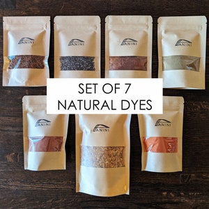 Set of 7 Natural Dyes-Annatto Seed Cochineal Insect Cutch Henna Madder Root Osage Red Sandalwood-botanical eco insect craft color diy dyeing
