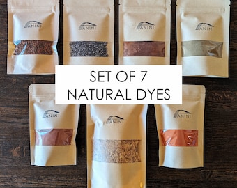 Set of 7 Natural Dyes-Annatto Seed Cochineal Insect Cutch Henna Madder Root Osage Red Sandalwood-botanical eco insect craft color diy dyeing
