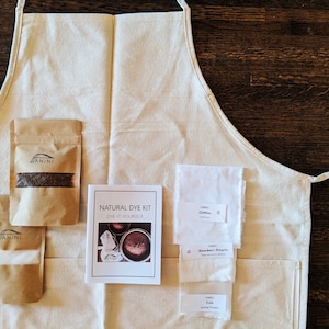 DYE-YOUR-OWN Cotton Apron - Learn to Natural Dye Intro Kit - Annatto,Cutch,Cochineal,Henna,Madder,Osage,Sandalwood,Mordant craft homeschool