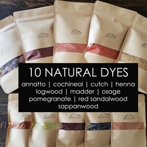 Set of 10 Natural Dyes Mordants avail.Annatto Cochineal Cutch Henna Logwood Madder Osage Pomegranate Red Sandalwood Sappanwood iron-craft image 2