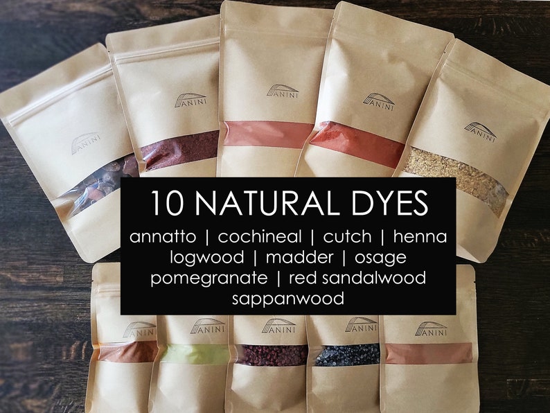 Set of 10 Natural Dyes Mordants avail.Annatto Cochineal Cutch Henna Logwood Madder Osage Pomegranate Red Sandalwood Sappanwood iron-craft image 2