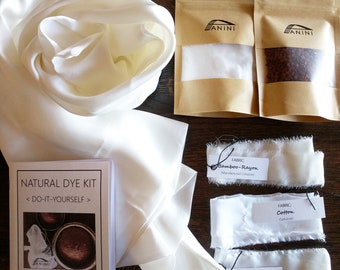 DYE-YOUR-OWN Luxe Silk Pillowcase - Learn to Natural Dye Intro Kit - Annatto,Cutch,Cochineal,Henna,Osage,Madder,Sandalwood,Mordant diy craft