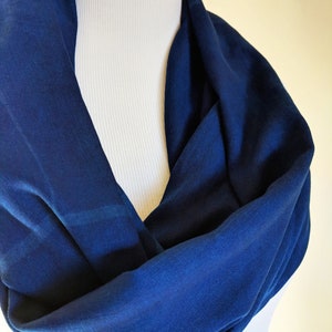 Dark Indigo - Rayon Infinity Scarf & Wrap-Natural Dye-Womens Mens Scarves Cowl Hood Snood-Boho Minimalist Summer Spring Gift for Women Men