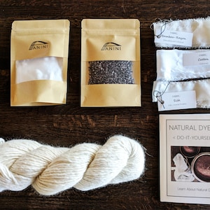 DYE-YOUR-OWN Baby Alpaca-Merino-Silk Yarn - Learn to Natural Dye Fiber Kit-Annatto,Cochineal,Cutch,Henna,Madder,Osage,Sandalwood,Mordant-Diy