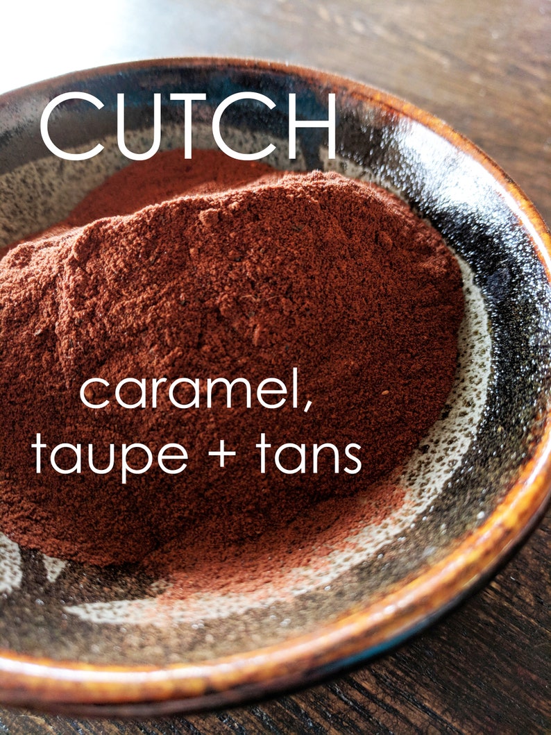 Natural Dye Color Shift Kit - Choose from 2 Color Palettes - Cochineal Pink to Fuschia OR Cutch Caramel to Brown-Learn Natural Dye Process CUTCH-TanGoldBrown