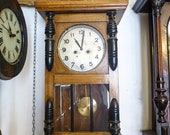 Antique German H.A.U. .H.A.C.(Junghans) chiming pendulum wall clock, Hamburg American Clock Company, Pfeilkreuz ,working,wind-up clock