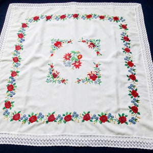 Handembroidered large tablecloth,Hungarian Kalocsa doily for dining tables  FREE SHIPPING